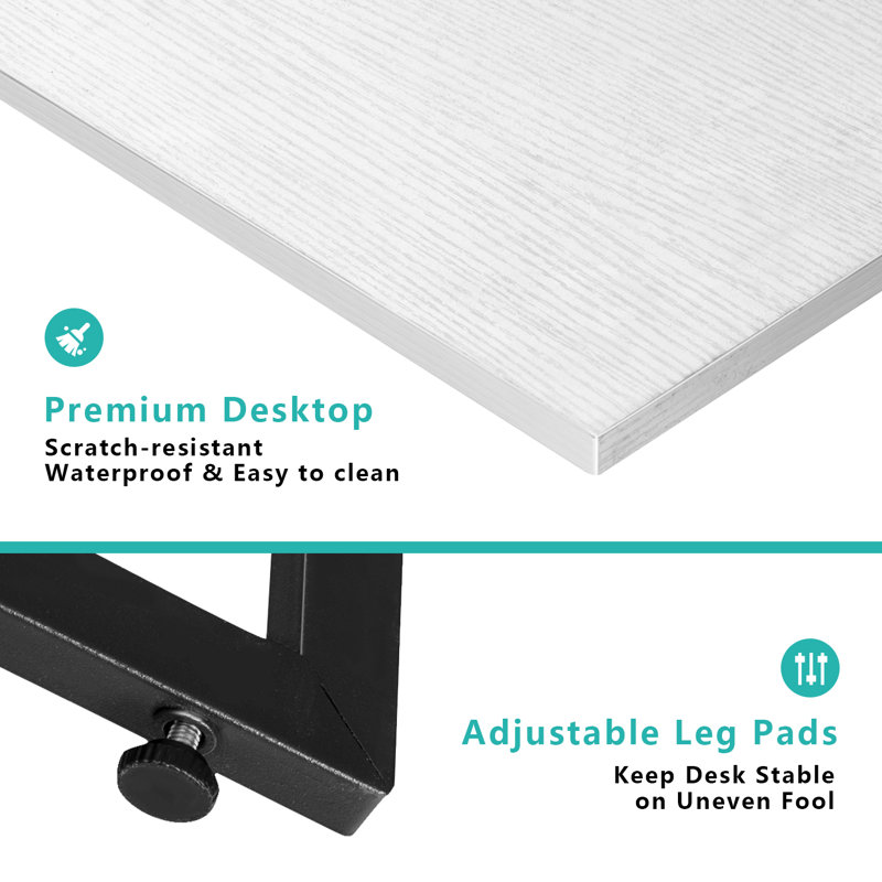 White Metal L-Shaped Corner Computer Desk with Movable Monitor Stand