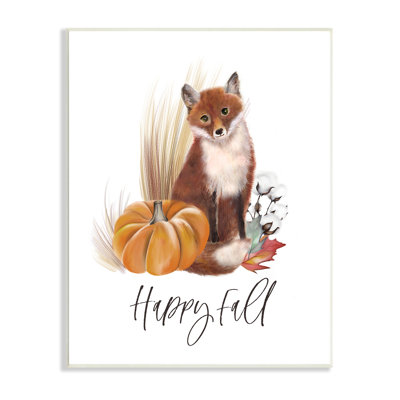 «Happy Fall Scenic Autumn Fox Pumpkin Botanicals», art mural par Studio Q