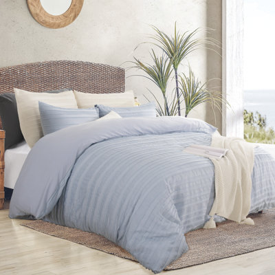 NEXHOME PRO Duvet Cover Full,Blue 3 Pieces Boho Tufted Duvet Cover Set, Soft and Lightweight 100% Washed Microfiber Comforter Cover Set for All Season(Blue Full, 80 x 90)-No Comforter