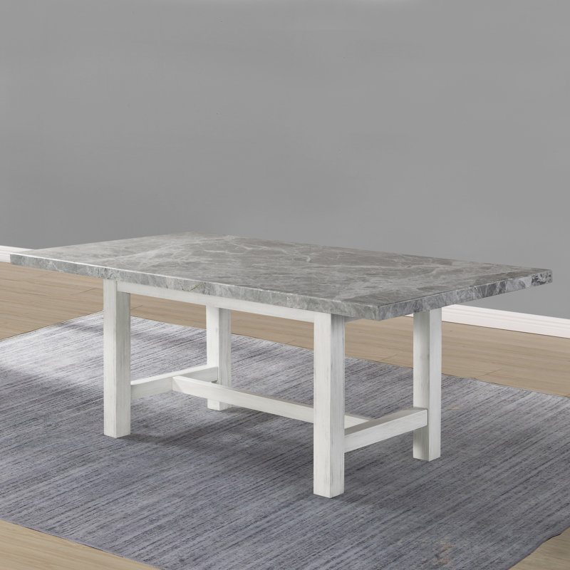 Amonti Marble Top Solid Wood Base Dining Table