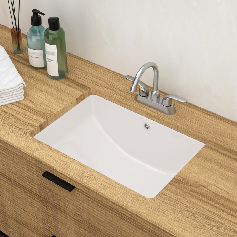 Ceramic Undermount Bathroom Sink With Overflow - 19.7"X14", Low Water Absorption, Elegant For Multiple Spaces Modern Acid , Various