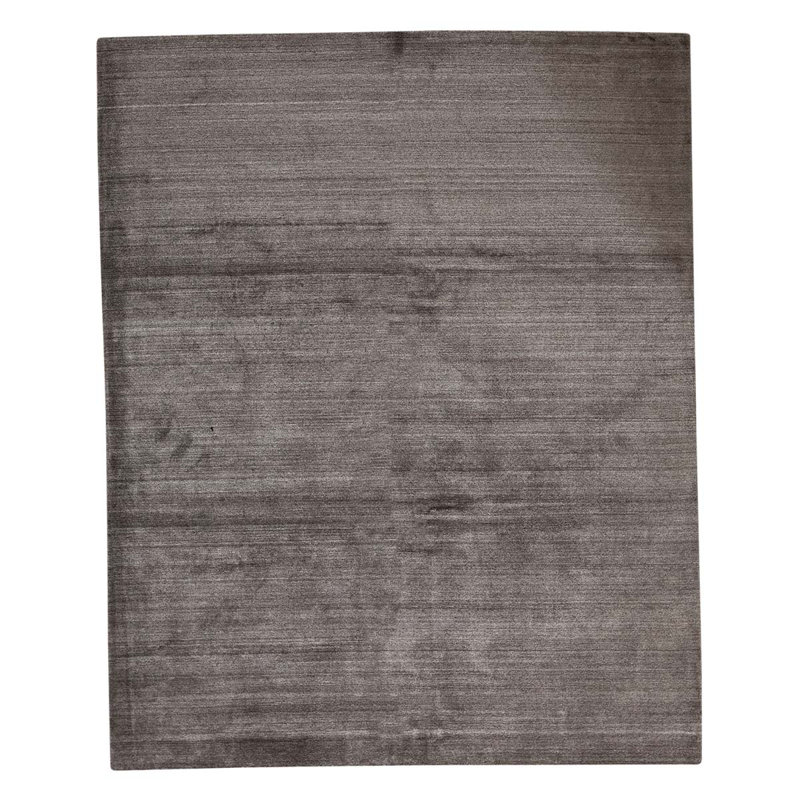 Tapis brun en viscose noué à la main de conception unique 8 pi x 10 pi