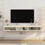 Meuble télé flottant, meuble télé mural avec lumières DEL et prise de courant, meuble télé ultrabrillant pour meuble télé de salon-126134989-135357860