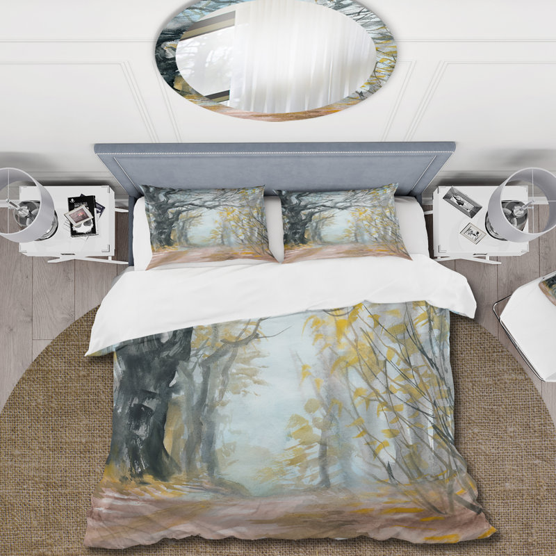 Autumn Misty Forest - Ensemble de housse de couette Lake House - Microfibre de polyester