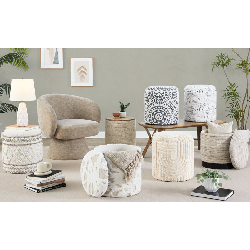 Coffre de rangement multifonctionnel en laine beige de 45,7 cm (18 po) avec texture à poils longs, capacité de 113 kg (250 lb), usage intérieur seulement, aucun assemblage requis