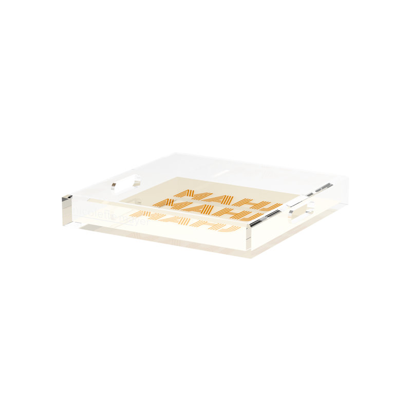 Mahjong Abstract Decorative Tray, 12"W x 12"D x 2"H, Orange, Square