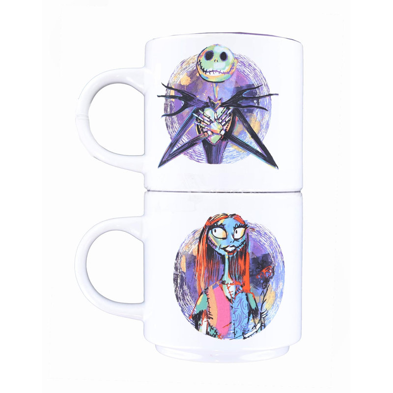 Ensemble de grandes tasses empilables en céramique 13 onces Nightmare Before Christmas