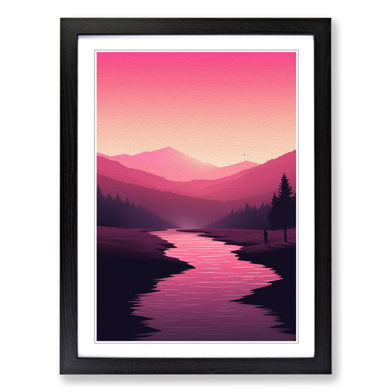 Stream Minimalism - Framed Print, Black, 46" H x 34" W x 2" D