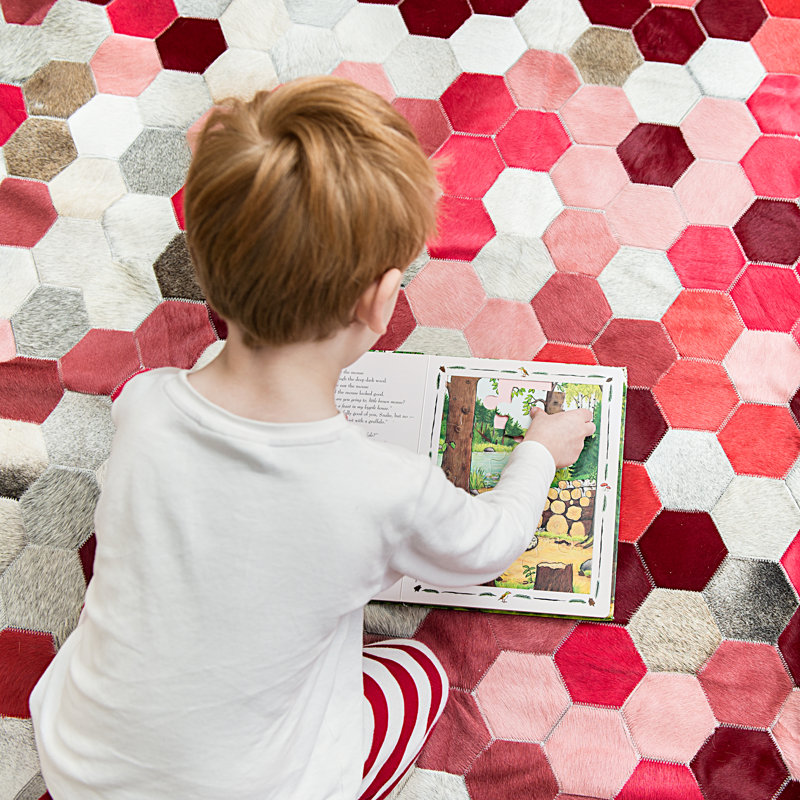 Angulo Cowhide Geometric Area Rug, Rectangle 4'6" x 5'9"