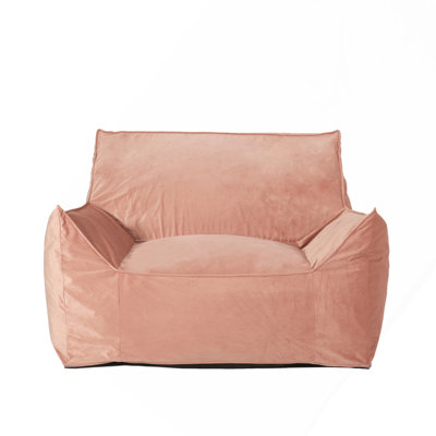 Velveteen Bean Bag Chair With Armrests, Pink