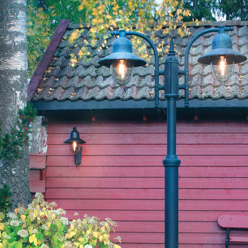 Wellman Black/Black/Gold/Green/Gold/Verdigris/White Outdoor Barn Light, Black