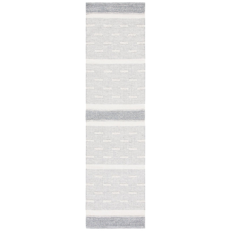 Hartwig Striped Handwoven Cotton Gray Area Rug, Runner 2'3" x 9'