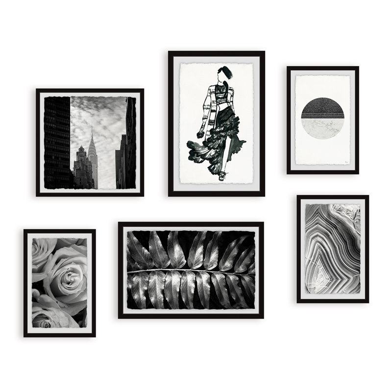 Allessio " Rhythmic Wonders " 6 Piece Art Black and White Photography Set