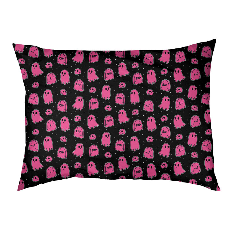 Coussin décoratif pour chien à l’extérieur pastel Campion, Grand (l 42,5 po x P 32,5 po x H 14 po), Noir / bleu tendre
