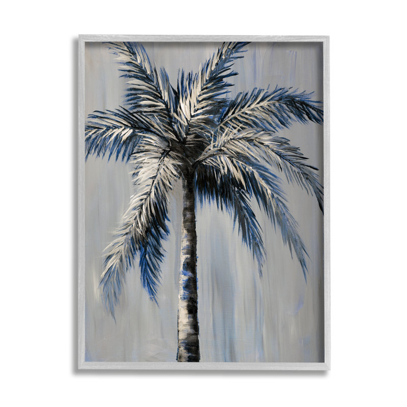 «Bay Isle Home», palmier moderne gris, estampe numérique de Nan, H 20 po x l 16 po x P 1,5 po