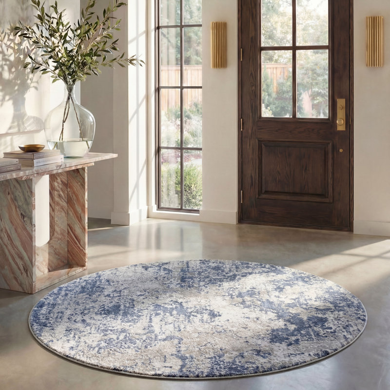 Tapis abstrait Amelia Performance Performance, Rond 5 pi 3 po