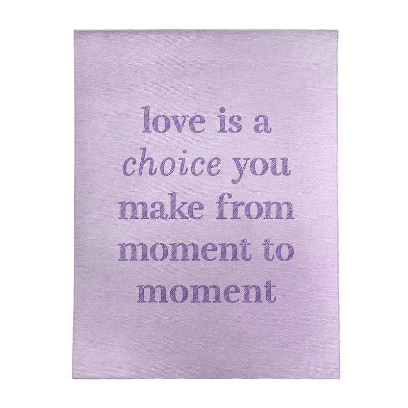 Tapis de l’amour manuscrit est un en poly-chenille choice quote, Rectangle 5 pi x 7 pi