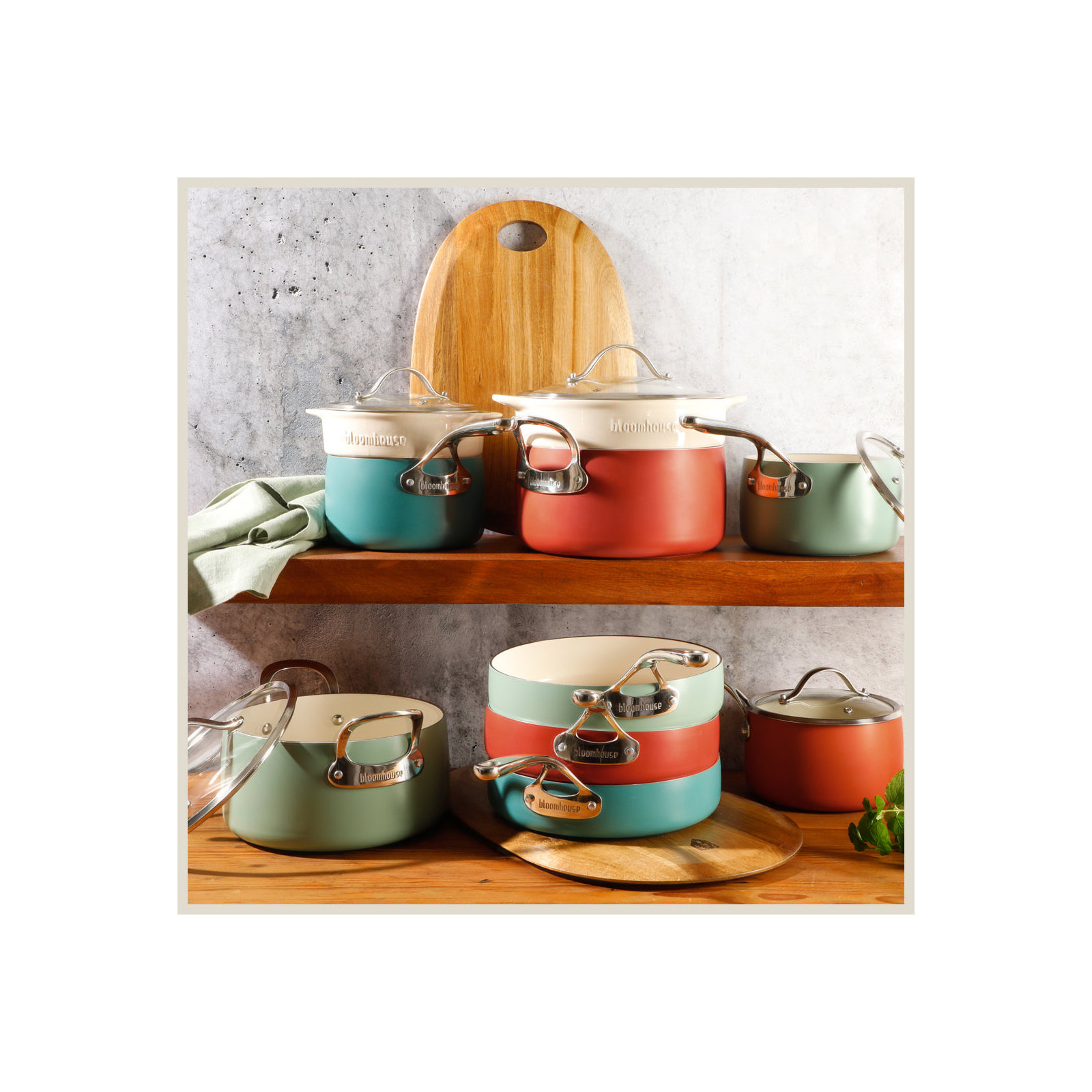 12 - Piece Non-Stick Aluminum Cookware Set, Perinwinkle Blue