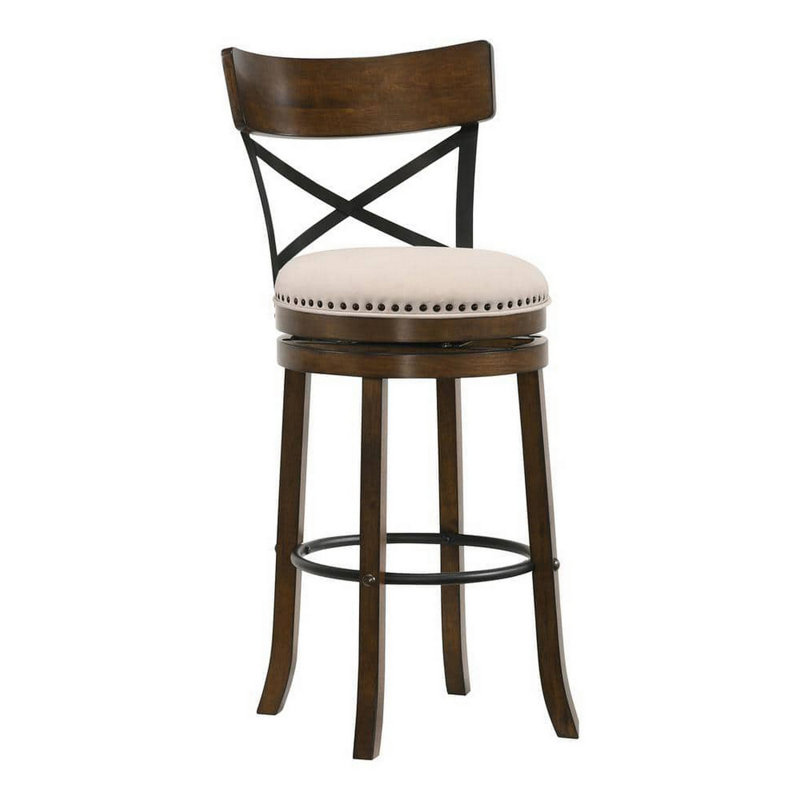 Tabouret de bar pivotant en bois massif de 19,5 po de largeur Hesser, ensemble de 2, Beige / chêne Live Edge