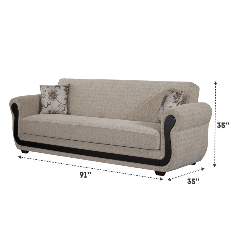 Twin 91'' Upholstered Convertible Sofa, Beige 