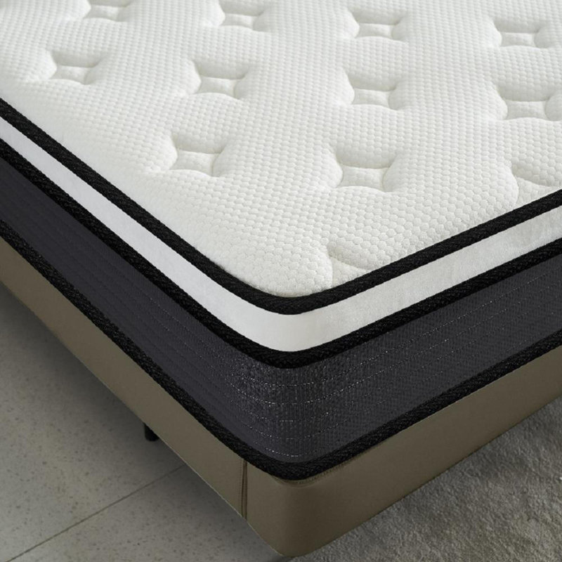 Matelas hybride dans une boîte, coussin de lit à plateau-coussin avec design respirant et hypoallergénique, fermeté moyenne pour un soutien lombaire