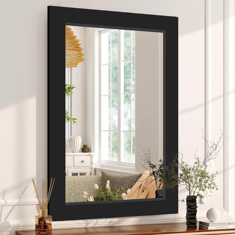 Wood Rectangle Mirror, 36" x 24", Black