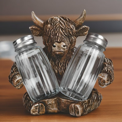5"W Highland Cow Salt & Pepper Shaker Holder