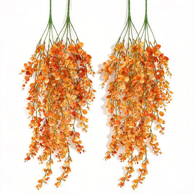 4 Pcs Artificial Hanging Eucalyptus Vines, 30" UV-Resistant Faux Trailing Plants for Halloween Wall Porch Indoor Outdoor Wedding Thanksgiving Harvest Decor