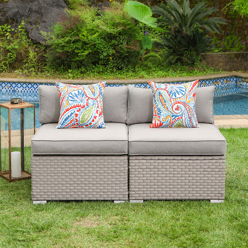 Gotthard 54'' Wide Loveseat with Cushions, Warm Gray, Light Gray
