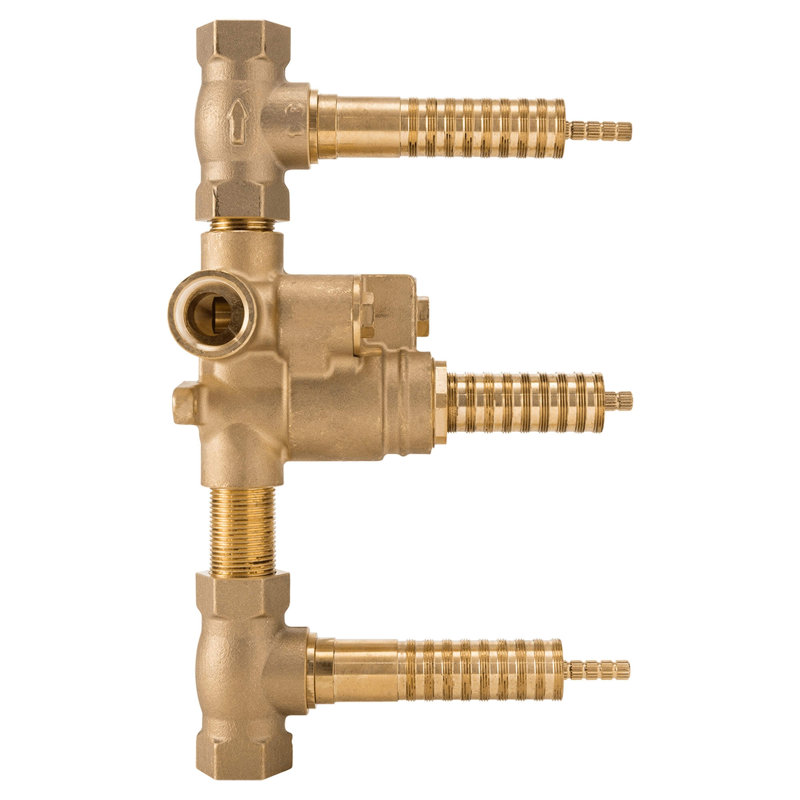 3-Handle Thermostatic Rough Valve With 2 Volume Controls