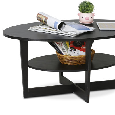 Table basse de style traîneau ovale avec rangement Yalim