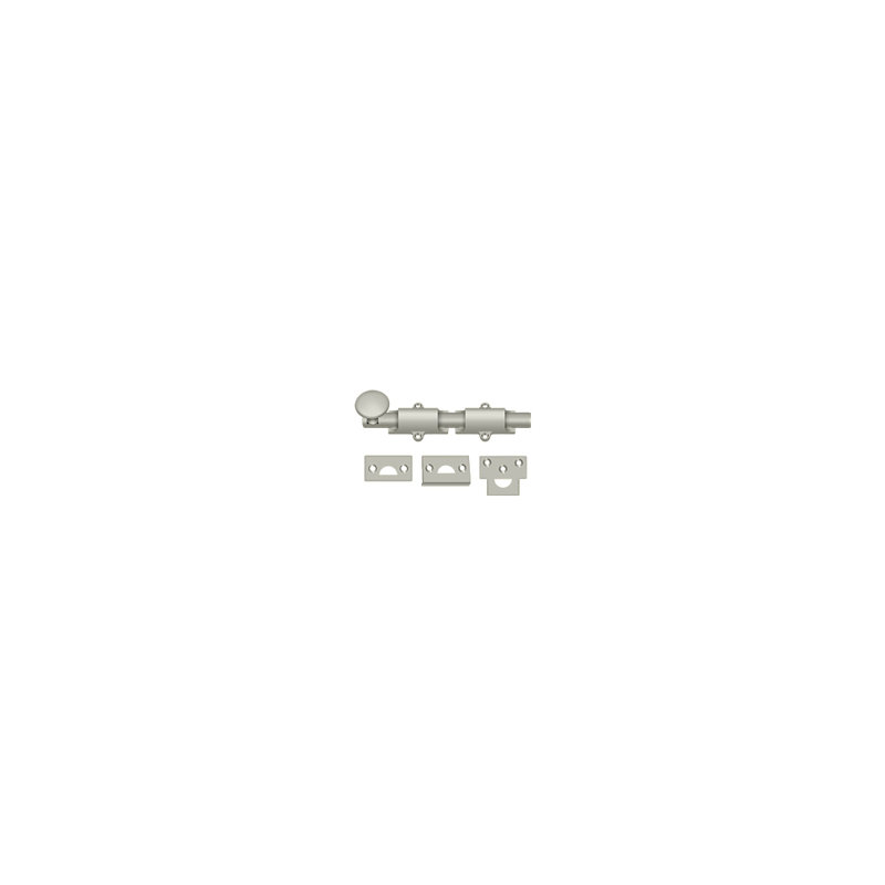 Deltana 6SB003 6" Surface Bolt; Heavy Duty; Lifetime Brass Finish, Satin Nickel