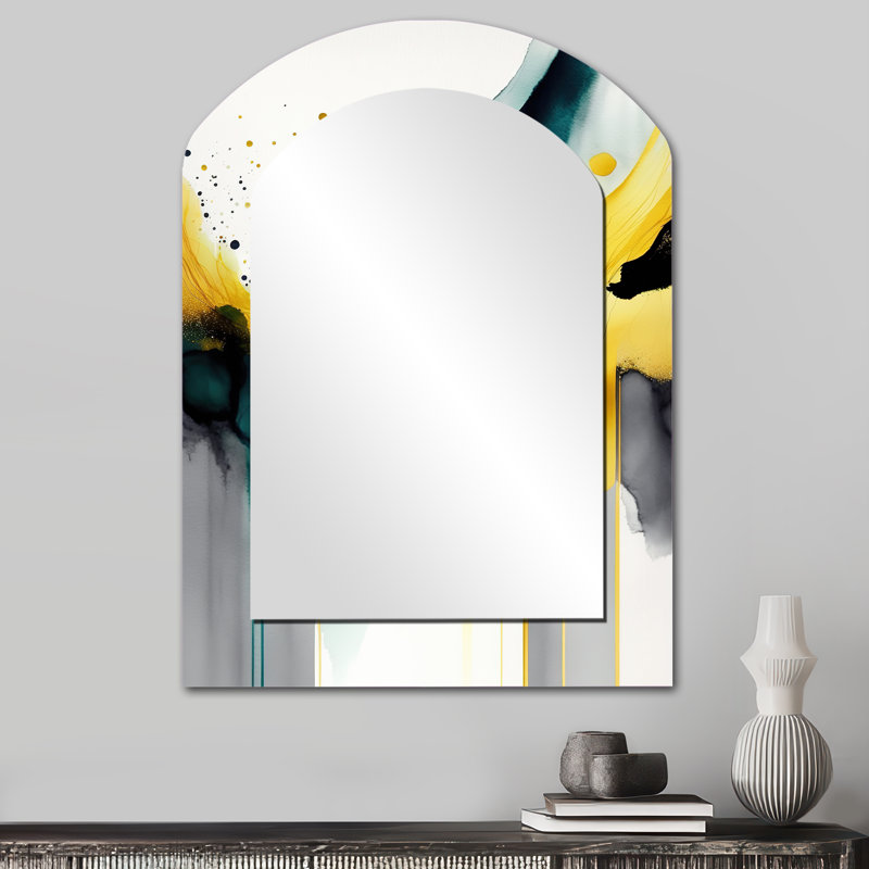 «Abstract Transitional Shapes II», grand miroir mural arqué à formes abstraites, miroir décoratif asymétrique blanc