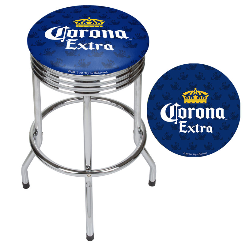 Tabouret de bar pivotant 28,5 po Corona Griffin, Chrome, Bleu