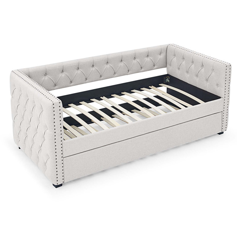 Lit de jour avec couchette Dzesika, Beige
