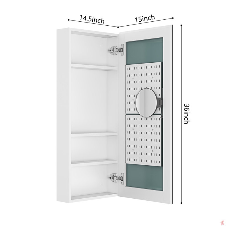 Armoire à pharmacie sans cadre Surface Mirror, H 36 po x l 15 po x P 4,8 po, Oui