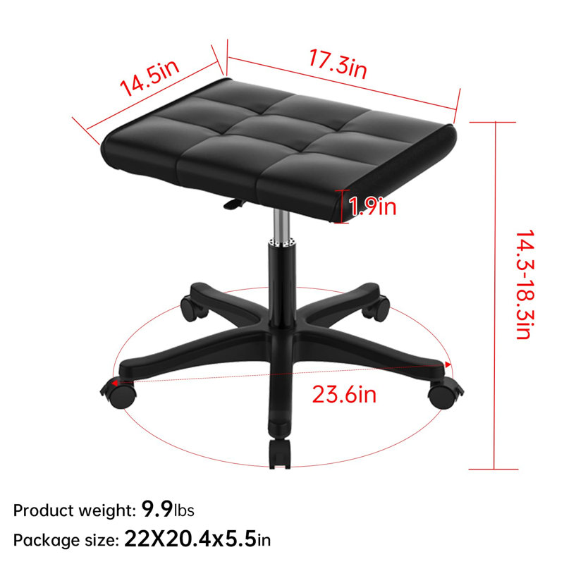 Mobile Footrest, Multi-Use Stool With Lockable Wheels, Under Desk Leg Rest Rolling Chair For Home Office, Adjustable Height Spa Salon Stool, Ottoman Foot Rest