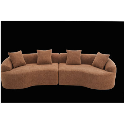 Canapé-lit modulaire incurvé Compression Orange, canapé-lit en chenille haute densité 30D pour appartement, salon, L 110 po