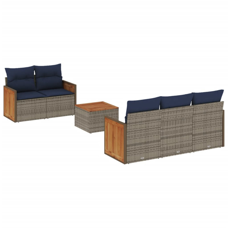  Ensemble de canapé de patio 6 pièces avec coussins en rotin de polyester gris