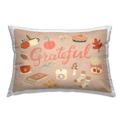 Stupell Industries Grateful Cozy Fall Essentials Design by Laura Watson Outdoor Printed Pillow