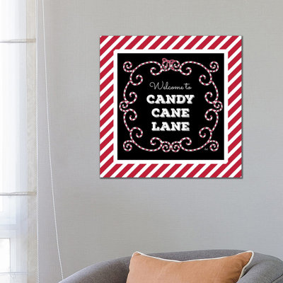 Welcome To Candy Cane Lane by Andi Metz - Wrapped Canvas Print