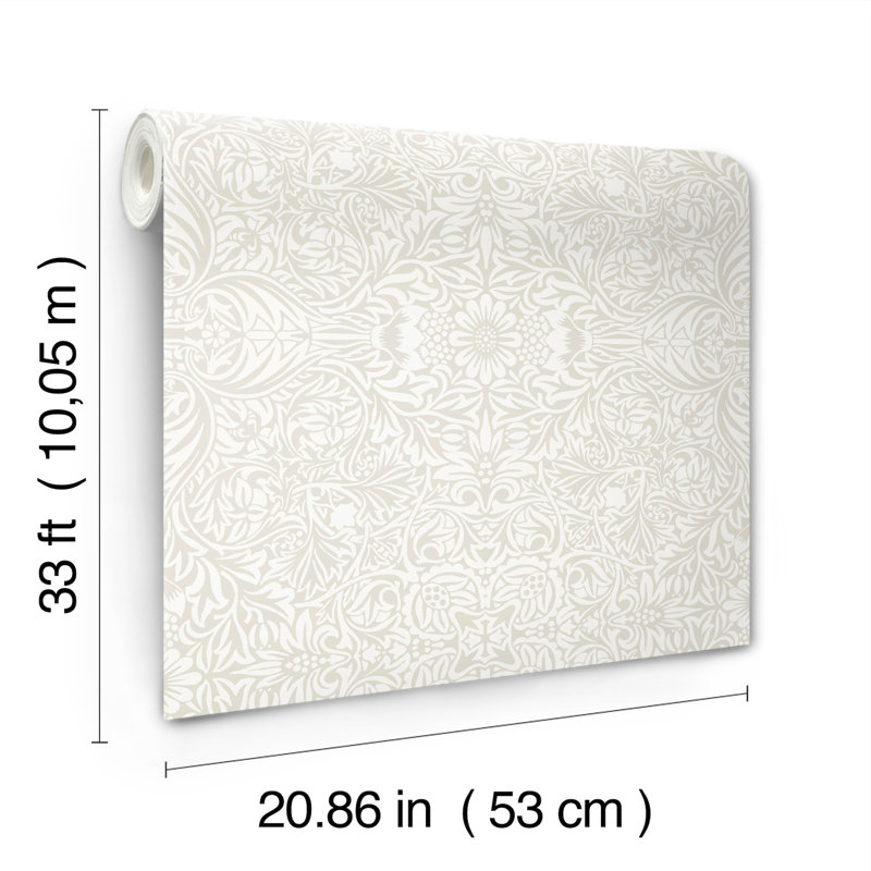 Ceiling Intricate Floral Wallpaper, White