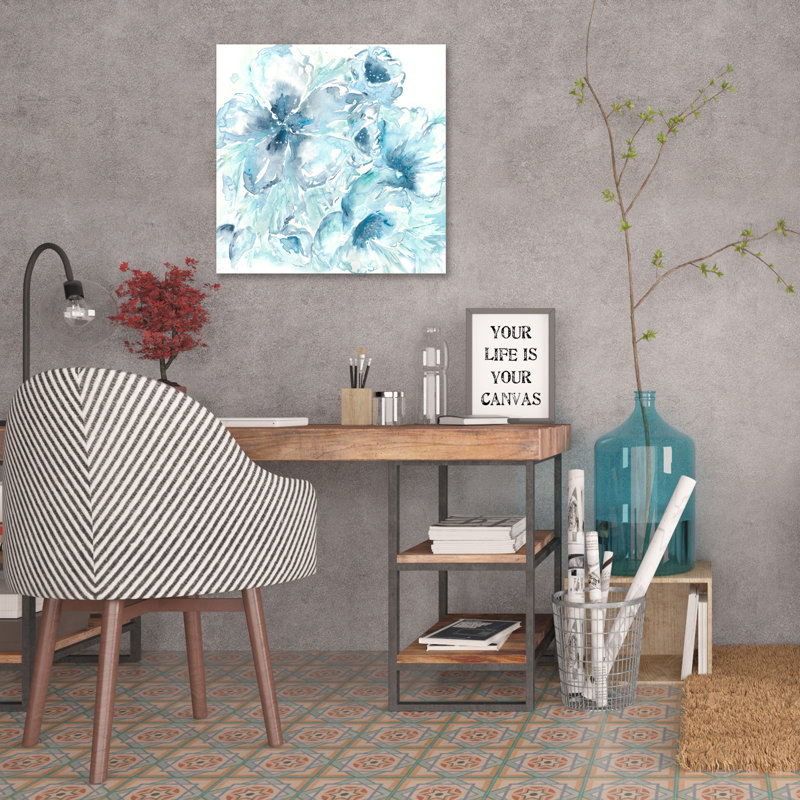 Watercolor Blues 3 - Wrapped Canvas Painting, 30 cm H x 30 cm W