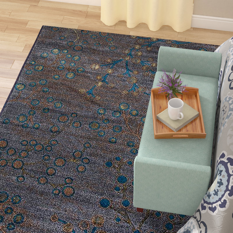 Tapis gris/bleu intérieur / extérieur Chapman, Rectangle de 8 pi x 10 pi