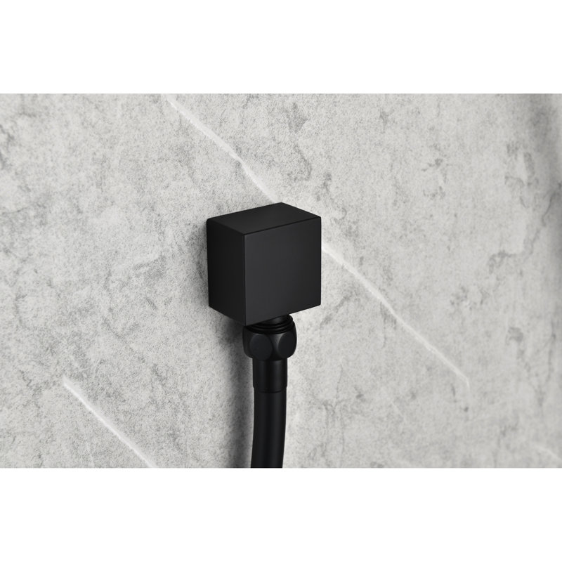 Ensemble de douche mural avec 6 qualités de jet pour le corps et douche à main avec système noir mat
