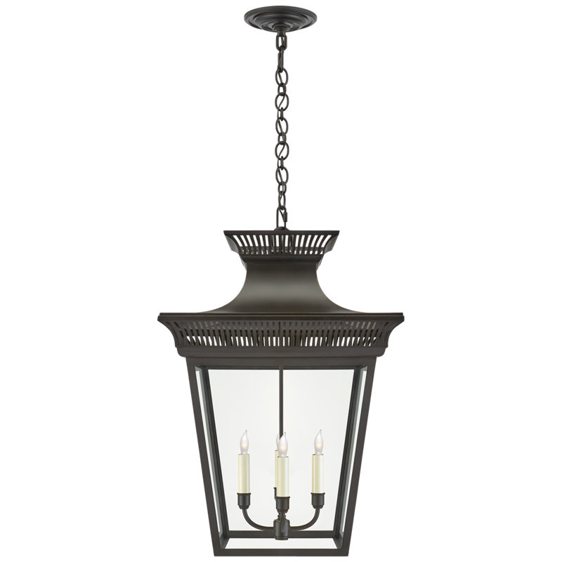 Chapman & Myers Elsinore Medium Hanging Lantern, 21.25" H x 14.5" W x 14.5" D, Black