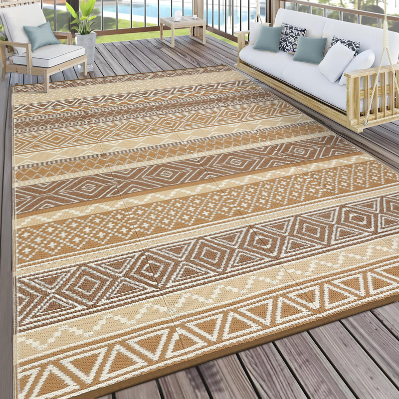 Outdoor Rug 8 x 10 ft Waterproof for Patios Clearance, Reversible Outdoor Plastic Straw Camping Rug Carpet, Large Rugs Mats for RV, Camper, Deck, Balcony, Beach, Picnic, UV Resistant Area Rug