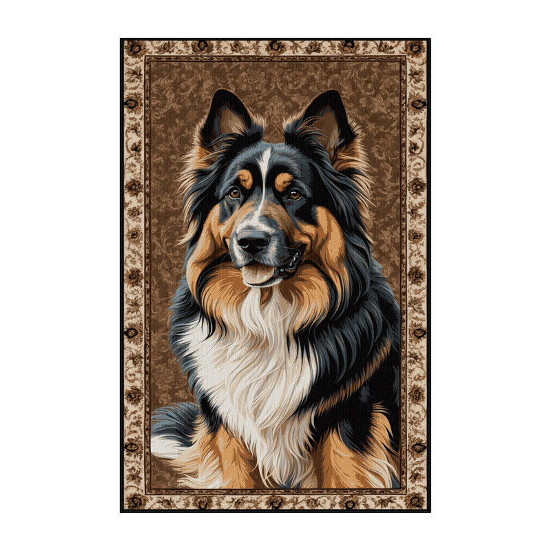 Washable Belgian Sheepdog Dogs Area Rug, Rectangle 5' x 8'