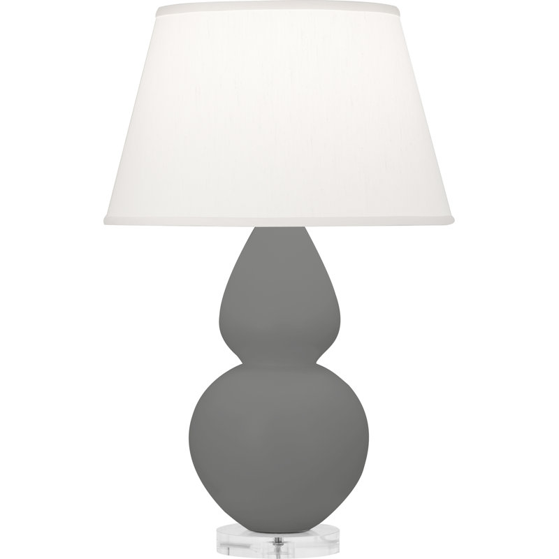 Lampe de table double gourde 30 po, Frêne mat / argent, Perle