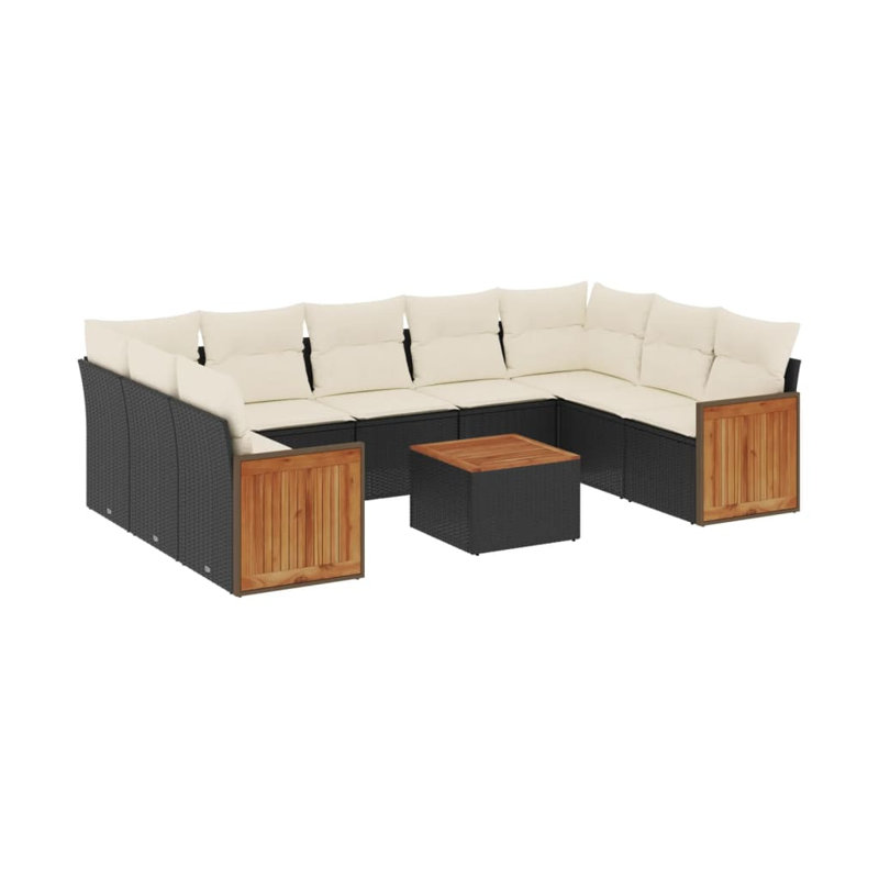 Ensemble de canapé de jardin Vidaxl noir et blanc crème